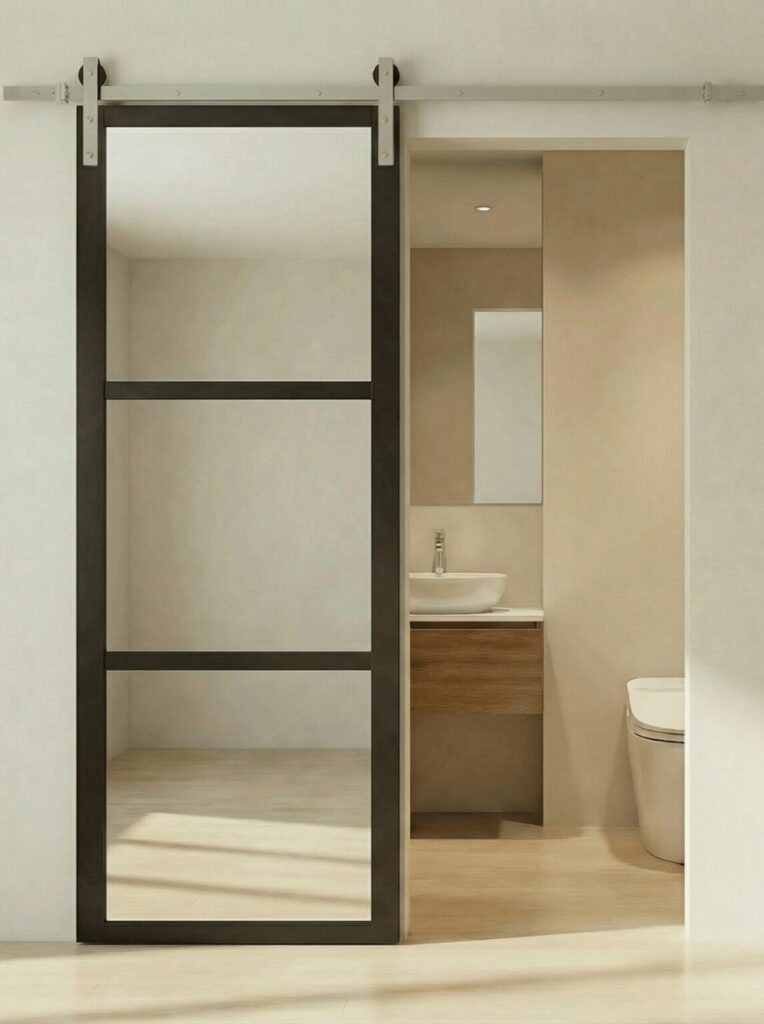 McCoy Doors M-4000 Liberty black frame closet door standard mirror | The Door Replacement Company