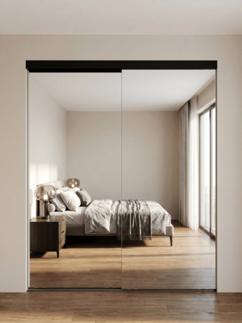 McCoy M-2000 Capitol frameless mirror door in bedroom