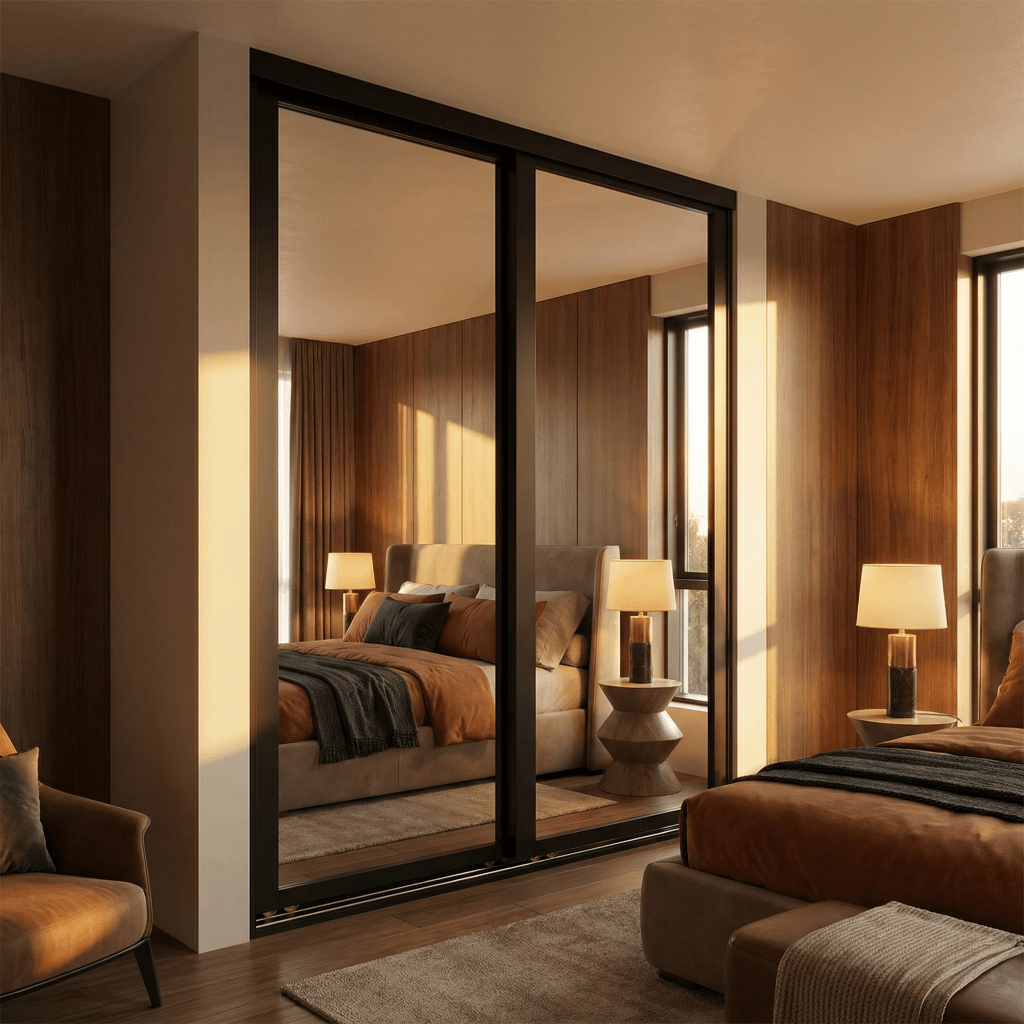 McCoy M-3000 Patriot dark bronze wardrobe door in bedroom