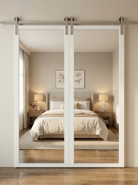 McCoy M-4000 Liberty double panel wardrobe door in bedroom