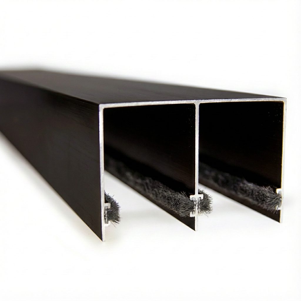 New top track installed flush — worn builder-grade track left in place under new panels causes immediate problems