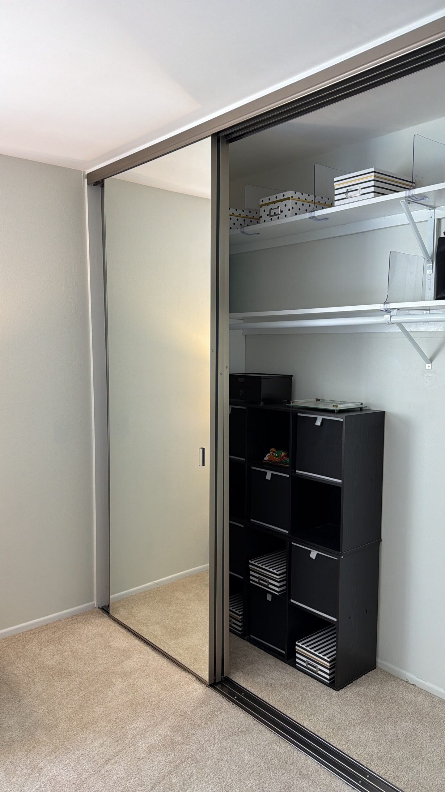 After photo: new triple track 3-panel mirror closet door installed in Irvine, CA