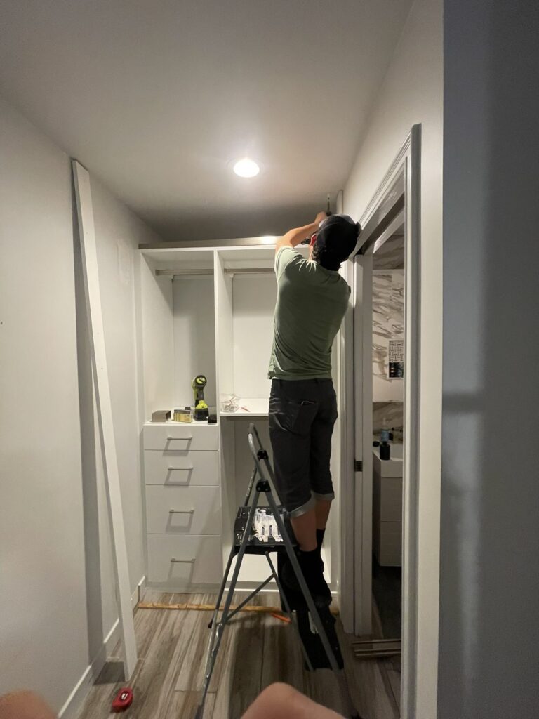 Closet installation in progress in Huntington Beach, CA by The Door Replacement Company