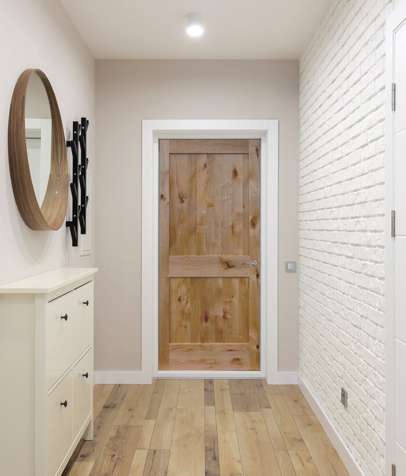 Knotty alder two-panel interior door from the Builders Choice collection