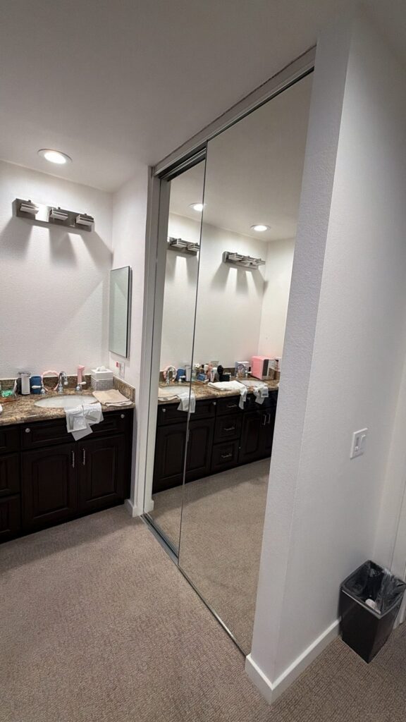 Mirror sliding closet door installed by The Door Replacement Company, serving Redondo Beach, CA
